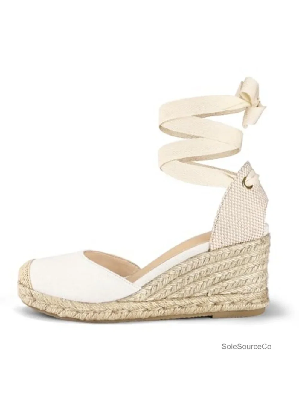 Espadrille Platform Wedge Sandals Closed Toe Ankle Strap Lace Up